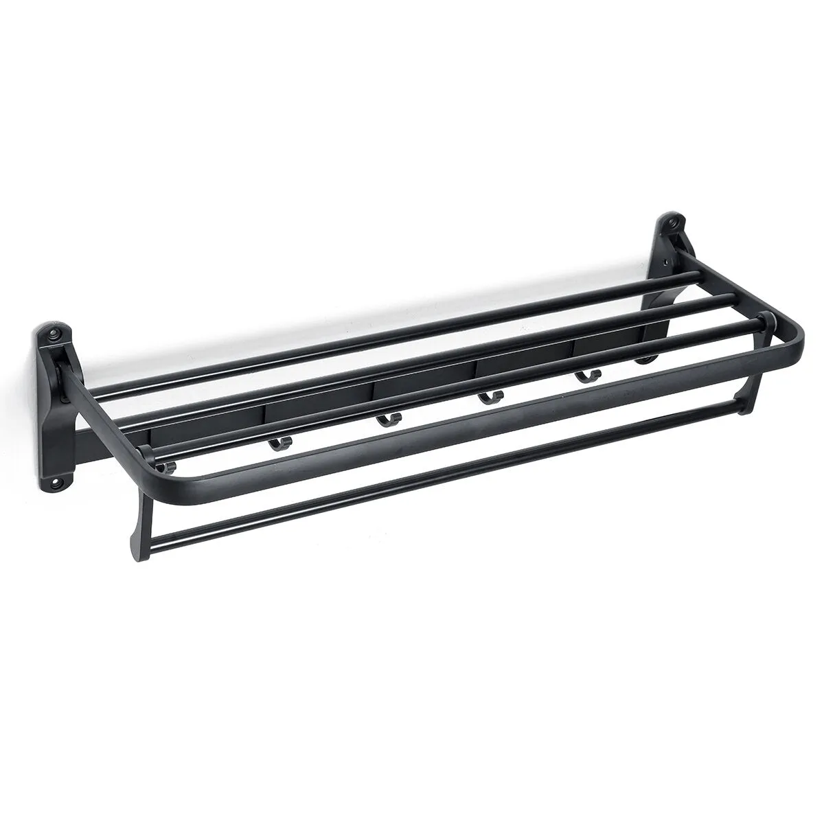 1 PCS Black towel rack space aluminum rack folding bathroom towel Shelf rack hotel hardware bathroom  50 / 60cm For Bathroom