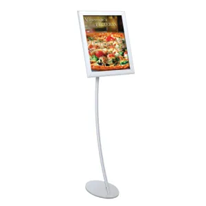 11x14 Angled Sign Frame Sign Stand with Curved Pole   Snap Frame