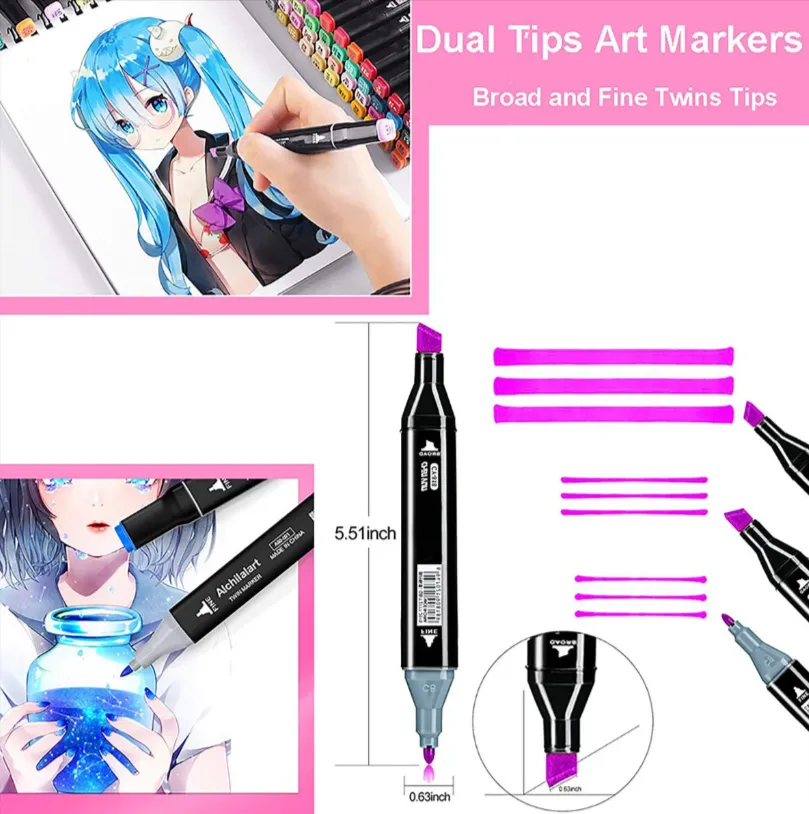 120 Pieces Double Head Alcohol Oil Color Art Marker Gc-13