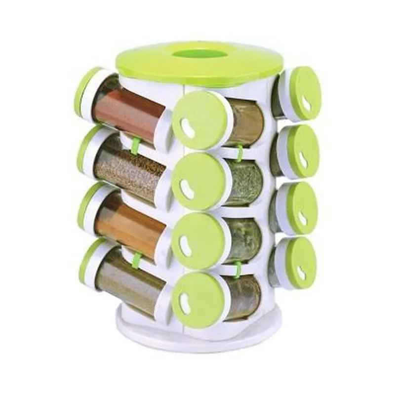 16-In-1 Rotating Spice Rack With Cutlery Holder