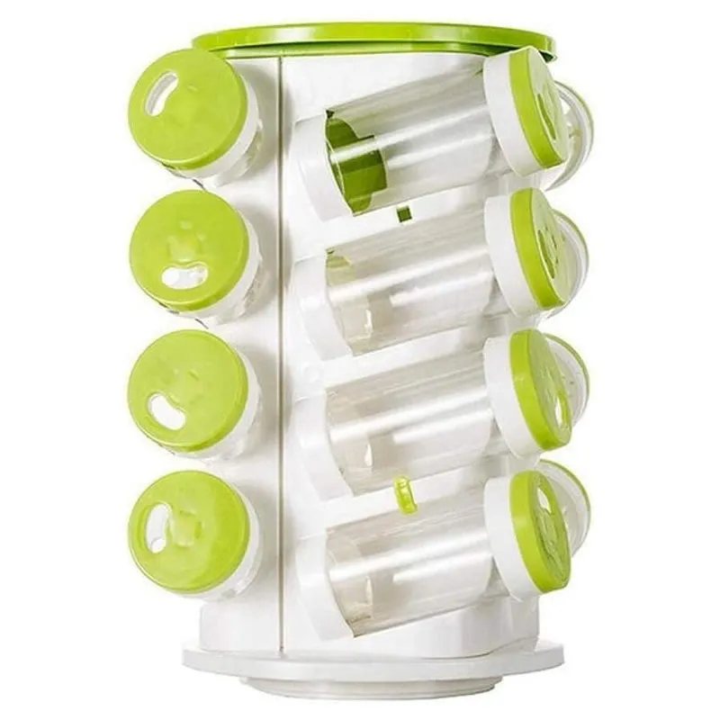 16-In-1 Rotating Spice Rack With Cutlery Holder
