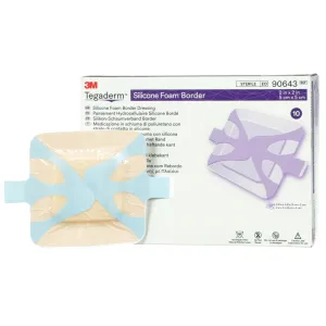 3M Tegaderm Silicone Foam Dressing, 2 x 2 Inch Box of 10