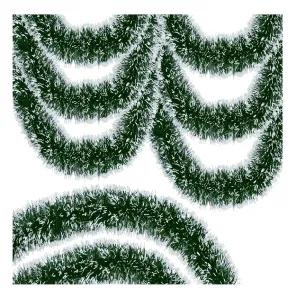50Ft Christmas Tinsel Garland with Snowflake Tip,Green Metallic Twist Garland for Christmas Tree Decorations,Xmas Tree Decor Holiday Ceiling Hanging Indoor Outdoor Party Supplies