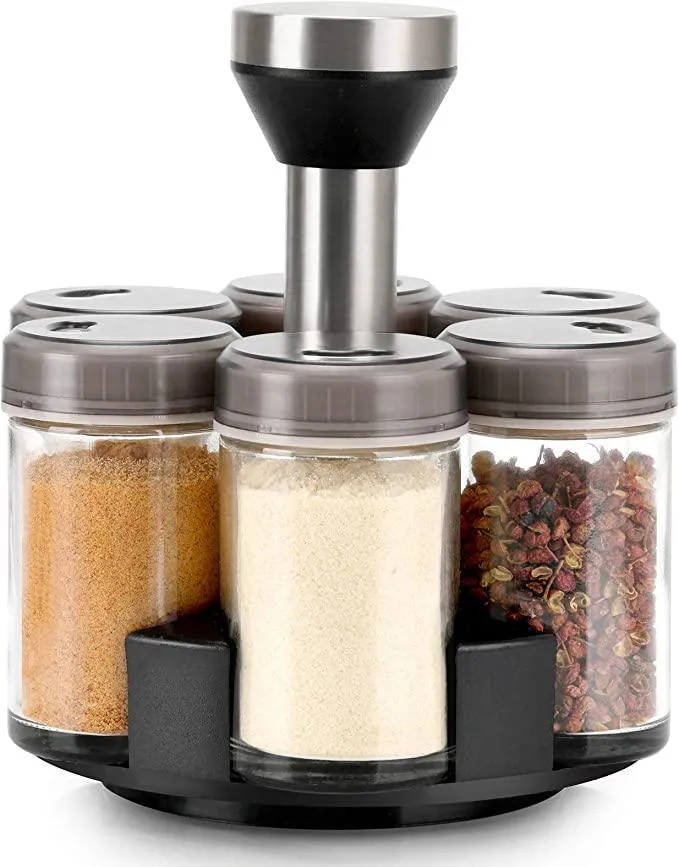 6 Pieces Clear Spice Bottles with a 360° Stand Base AD-342