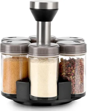 6 Pieces Clear Spice Bottles with a 360° Stand Base AD-342