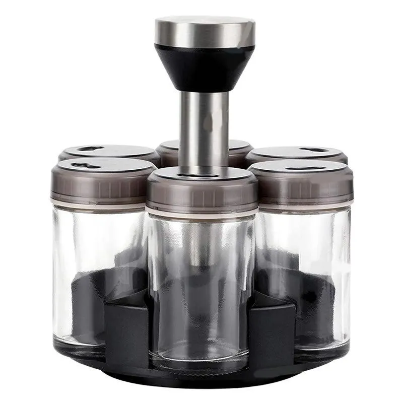 6 Pieces Clear Spice Bottles with a 360° Stand Base AD-342