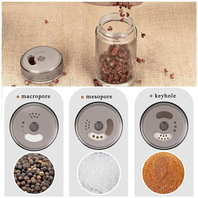 6 Pieces Clear Spice Bottles with a 360° Stand Base AD-342