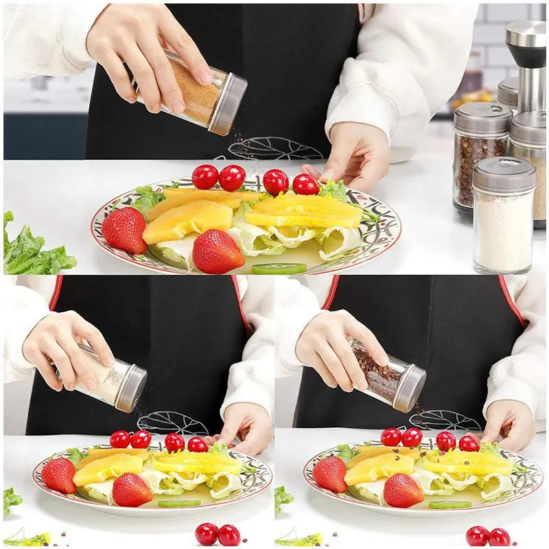 6 Pieces Clear Spice Bottles with a 360° Stand Base AD-342