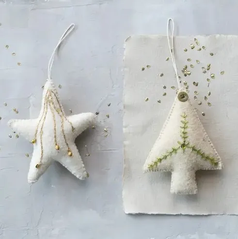 6"H HANDMADE ACRYLIC & WOOL FELT STAR ORNEMENT