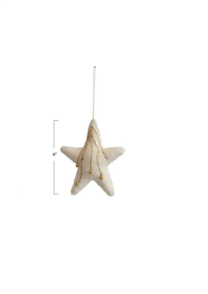 6"H HANDMADE ACRYLIC & WOOL FELT STAR ORNEMENT