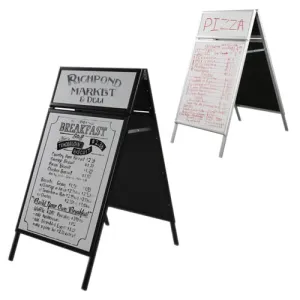 A-Board Dry Erase Whiteboard with Header Sidewalk Sign Holders