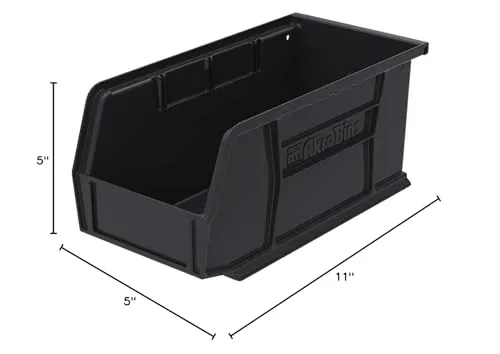 Akro-Mils 30230 AkroBins Plastic Hanging Stackable Storage Organizer Bin, 11-Inch x 5-Inch x 5-Inch, Black, 12-Pack