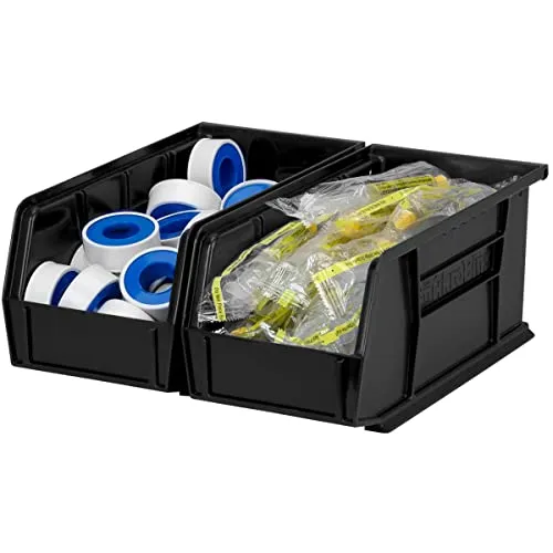 Akro-Mils 30230 AkroBins Plastic Hanging Stackable Storage Organizer Bin, 11-Inch x 5-Inch x 5-Inch, Black, 12-Pack