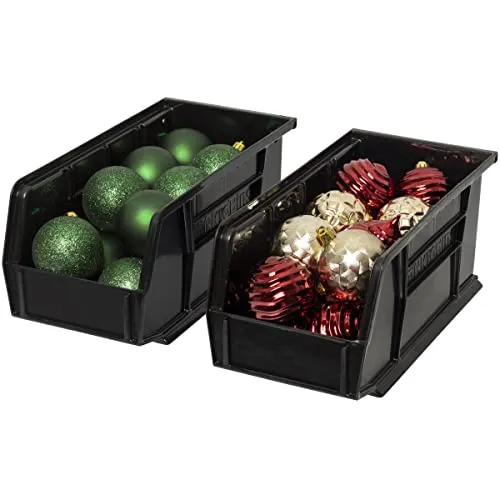 Akro-Mils 30230 AkroBins Plastic Hanging Stackable Storage Organizer Bin, 11-Inch x 5-Inch x 5-Inch, Black, 12-Pack