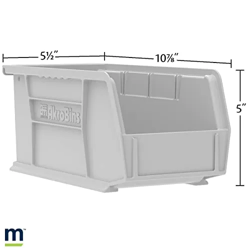 Akro-Mils 30230 AkroBins Plastic Hanging Stackable Storage Organizer Bin, 11-Inch x 5-Inch x 5-Inch, Black, 12-Pack