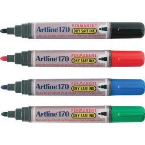 Artline 170 Permanent Marker 2Mm Bullet Nib Assorted Box 12