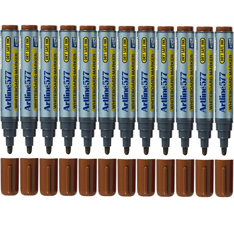 Artline 577 Whiteboard Marker 2mm Bullet Tip Brown Box 12 Bulk