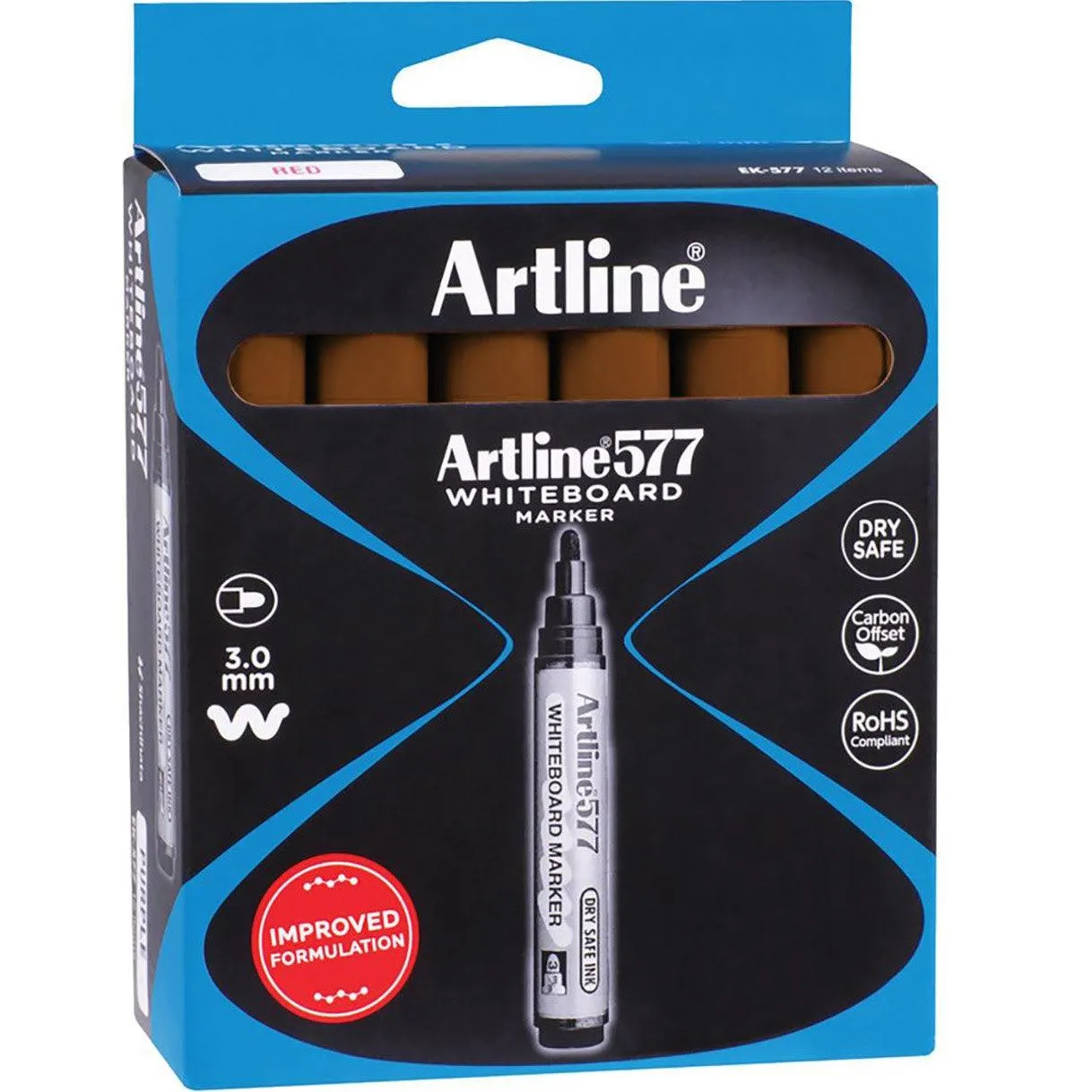 Artline 577 Whiteboard Marker 2mm Bullet Tip Brown Box 12 Bulk