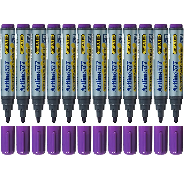Artline 577 Whiteboard Marker 2mm Bullet Tip Purple Box 12 Bulk