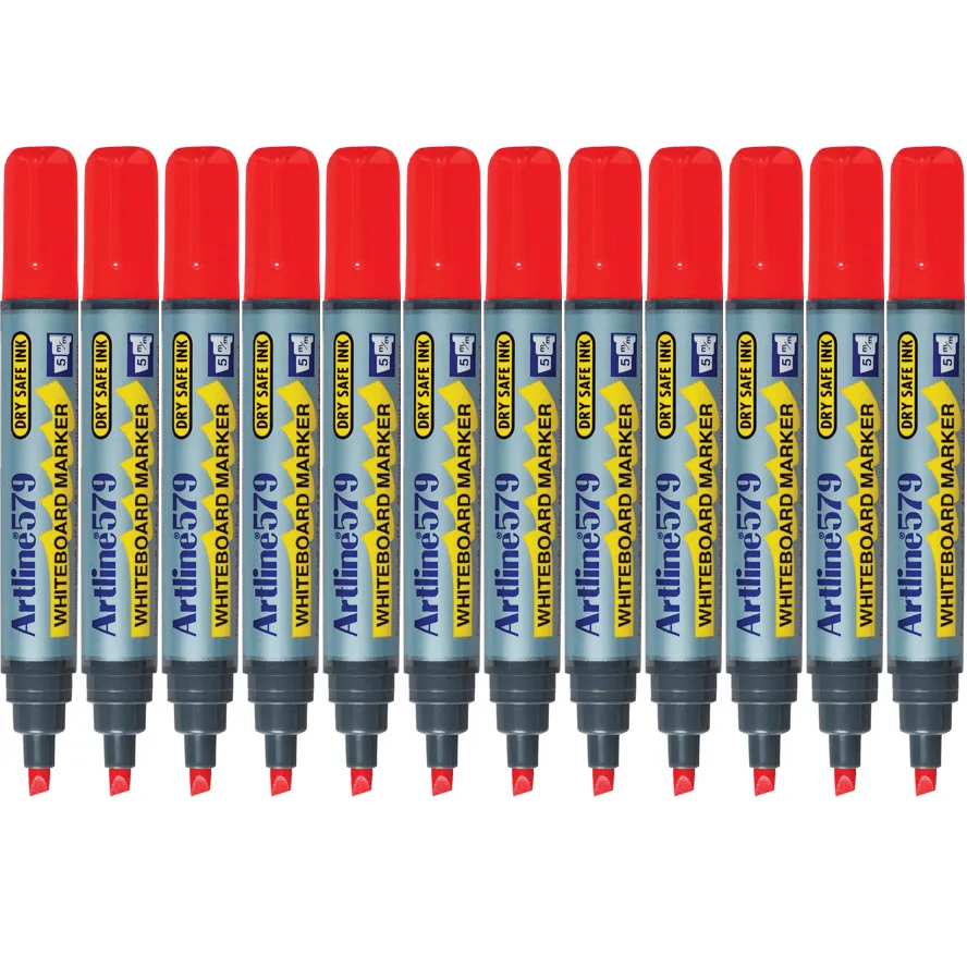 Artline 579 Whiteboard Marker 5mm Chisel Red Box 12