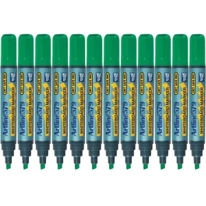 Artline 579 Whiteboard Marker 5mm Chisel Tip Green Box 12