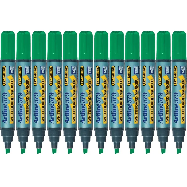 Artline 579 Whiteboard Marker 5mm Chisel Tip Green Box 12