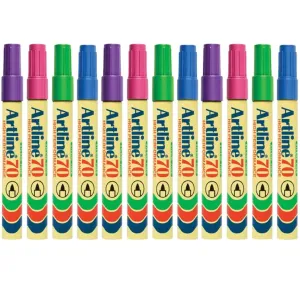Artline 70 Permanent Marker 1.5mm Bullet Tip Brights Assorted Colours Box 12