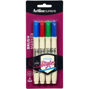 Artline Supreme Brush Marker Assorted Pack 4