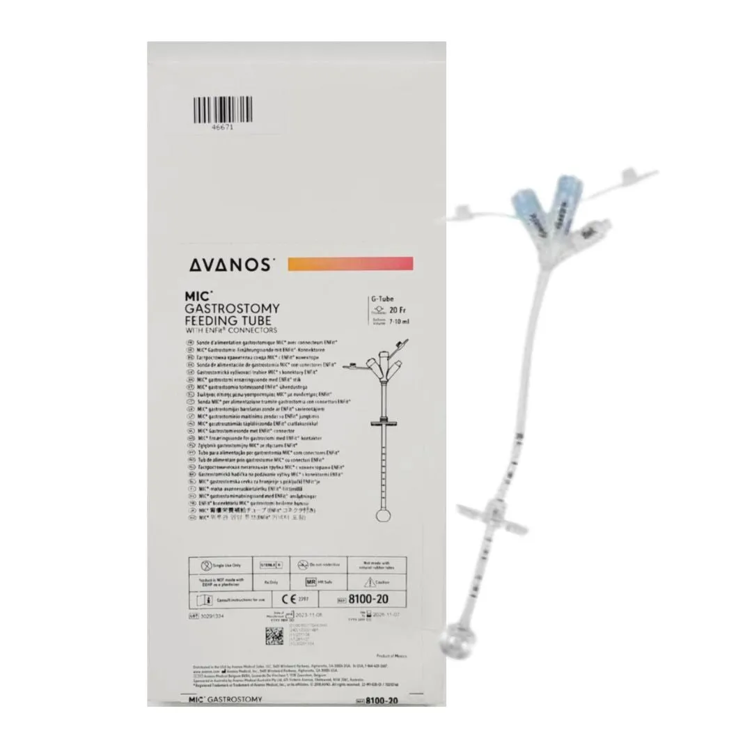 Avanos 8100-20 Gastrostomy Feeding Tube w/ ENFIT Connectors 20Fr