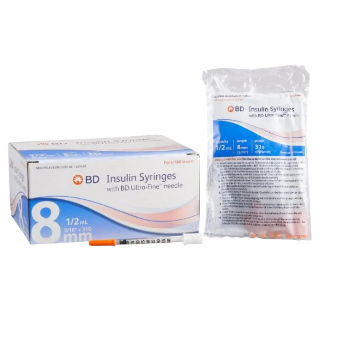 BD Insulin Syringe w/ Ultra Fine Needle 0.5mL 31G (box of 100)