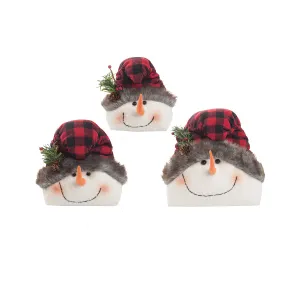 Buffalo Check Snowmen, Set of 3