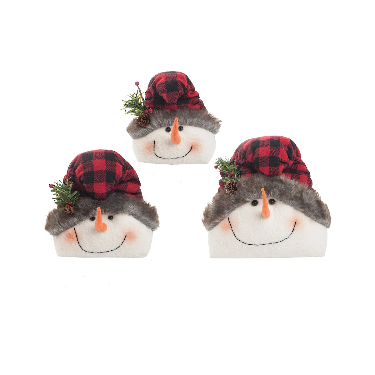 Buffalo Check Snowmen, Set of 3
