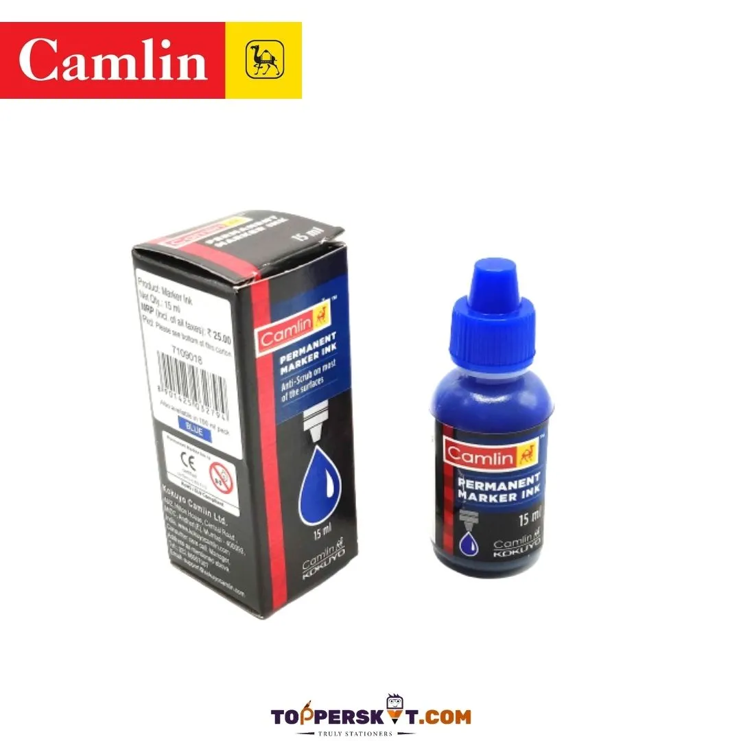 Camlin Permanent Marker Ink - 15ml, Blue ( Pack of 1 )