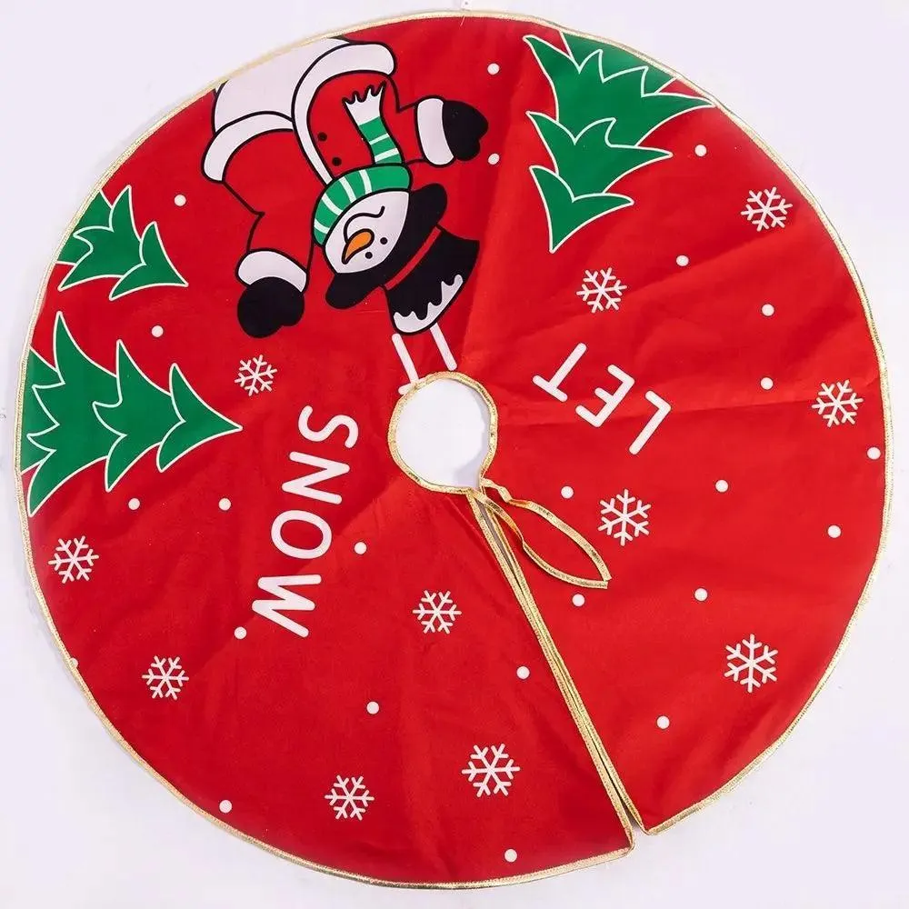 Charming Elk and Santa Christmas Tree Skirt for Whimsical Holiday Decor