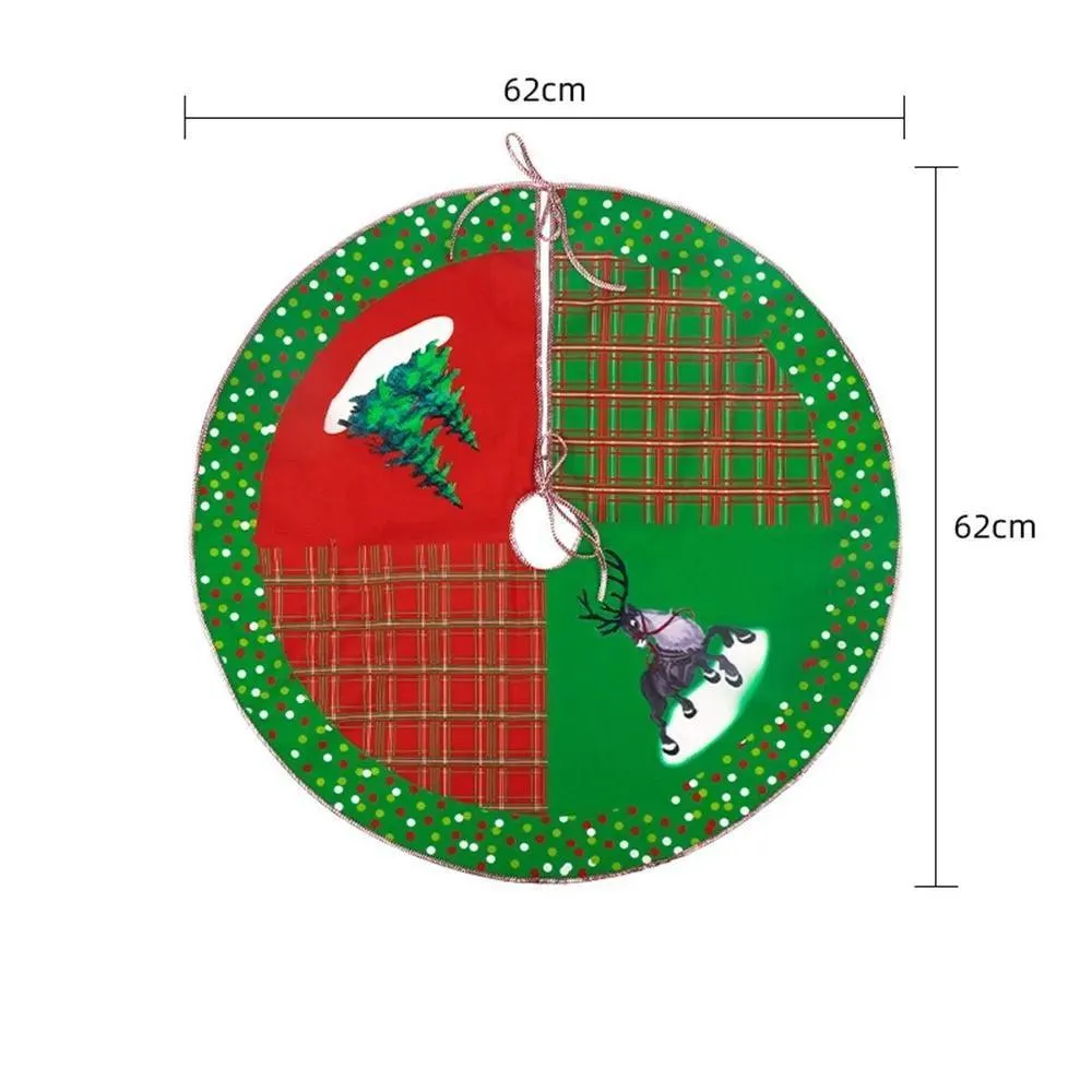 Charming Elk and Santa Christmas Tree Skirt for Whimsical Holiday Decor