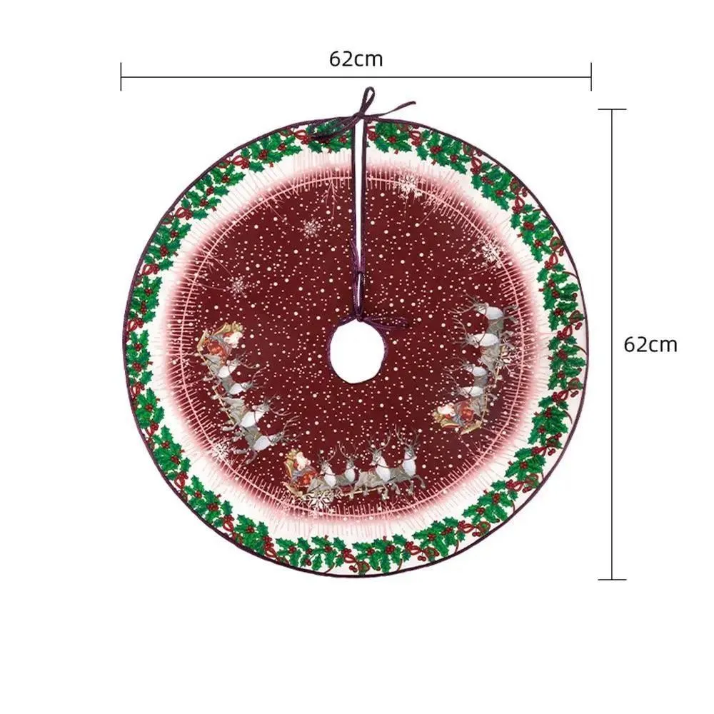 Charming Elk and Santa Christmas Tree Skirt for Whimsical Holiday Decor