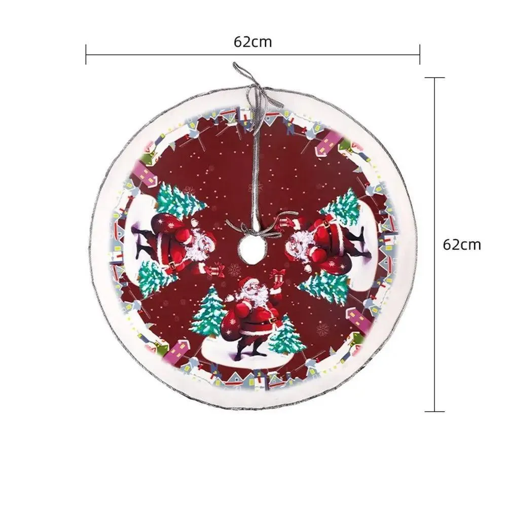Charming Elk and Santa Christmas Tree Skirt for Whimsical Holiday Decor