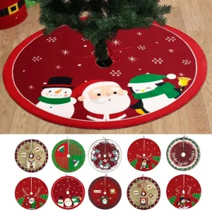 Charming Elk and Santa Christmas Tree Skirt for Whimsical Holiday Decor