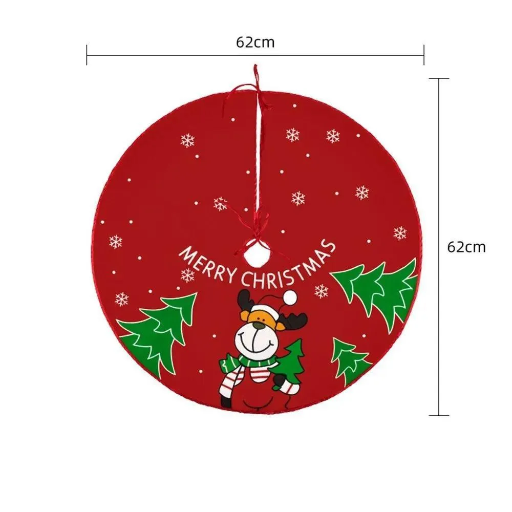 Charming Elk and Santa Christmas Tree Skirt for Whimsical Holiday Decor