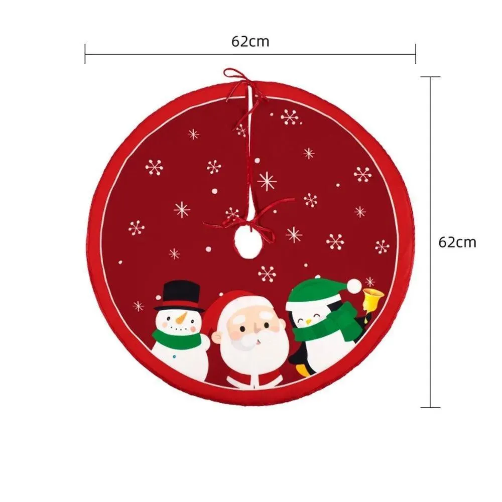 Charming Elk and Santa Christmas Tree Skirt for Whimsical Holiday Decor