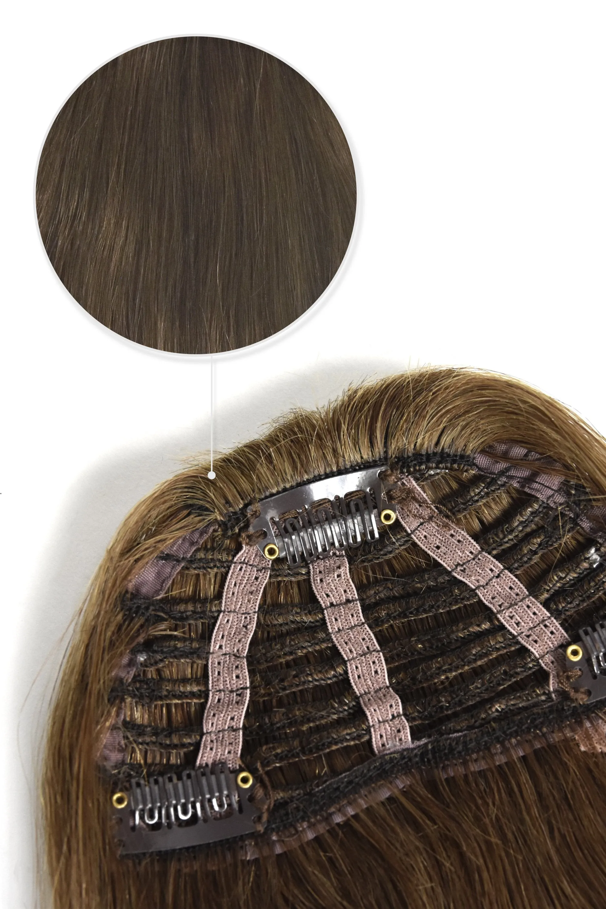 Clip in /on Remy Human Hair Fringe / Bangs - Chestnut Brown (#6)