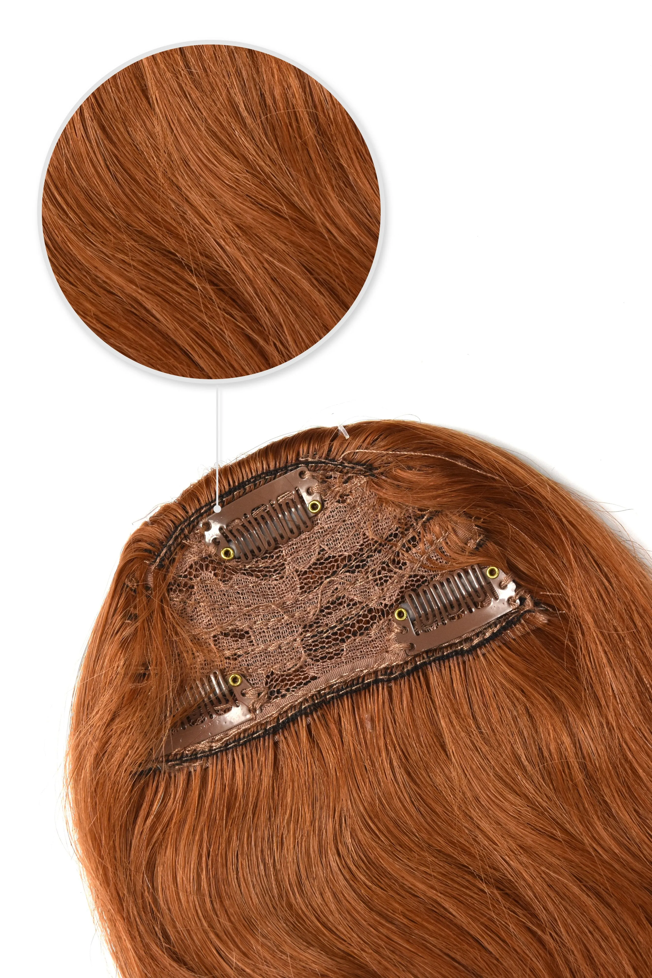 Clip in /on Remy Human Hair Fringe / Bangs - Flaming Ginger (#350)