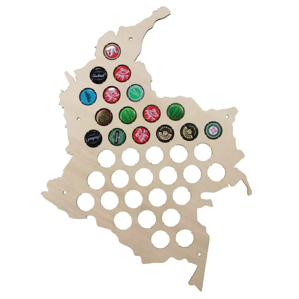 Colombia  Cap Map Wooden Bottle Cap Display Map Decorate Map Novelty Wall Mounted Wood Map
