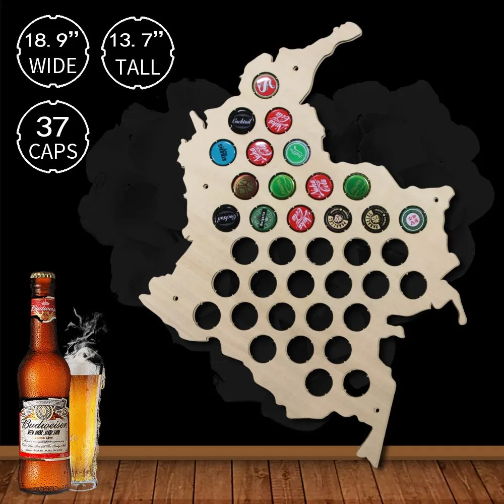 Colombia  Cap Map Wooden Bottle Cap Display Map Decorate Map Novelty Wall Mounted Wood Map