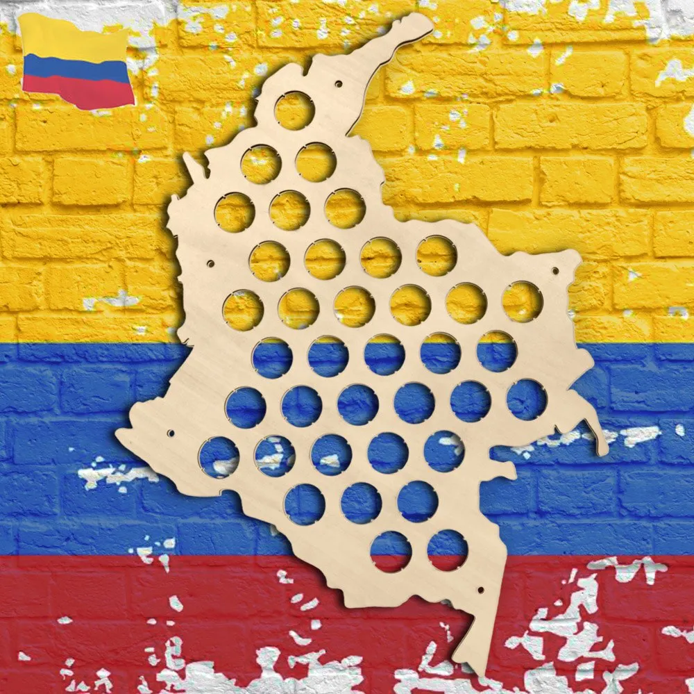 Colombia  Cap Map Wooden Bottle Cap Display Map Decorate Map Novelty Wall Mounted Wood Map