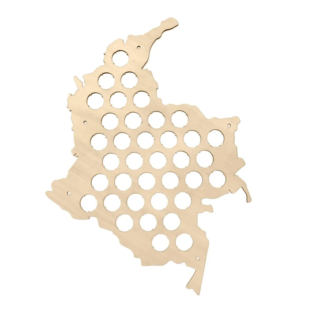 Colombia  Cap Map Wooden Bottle Cap Display Map Decorate Map Novelty Wall Mounted Wood Map