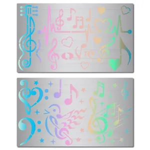 CRASPIRE 2Pcs 2 Styles Stainless Steel Cutting Dies Stencils, for DIY Scrapbooking/Photo Album, Decorative Embossing DIY Paper Card, Matte Style, Stainless Steel Color, Musical Note Pattern, 15x9x0.05cm, 1pc/style
