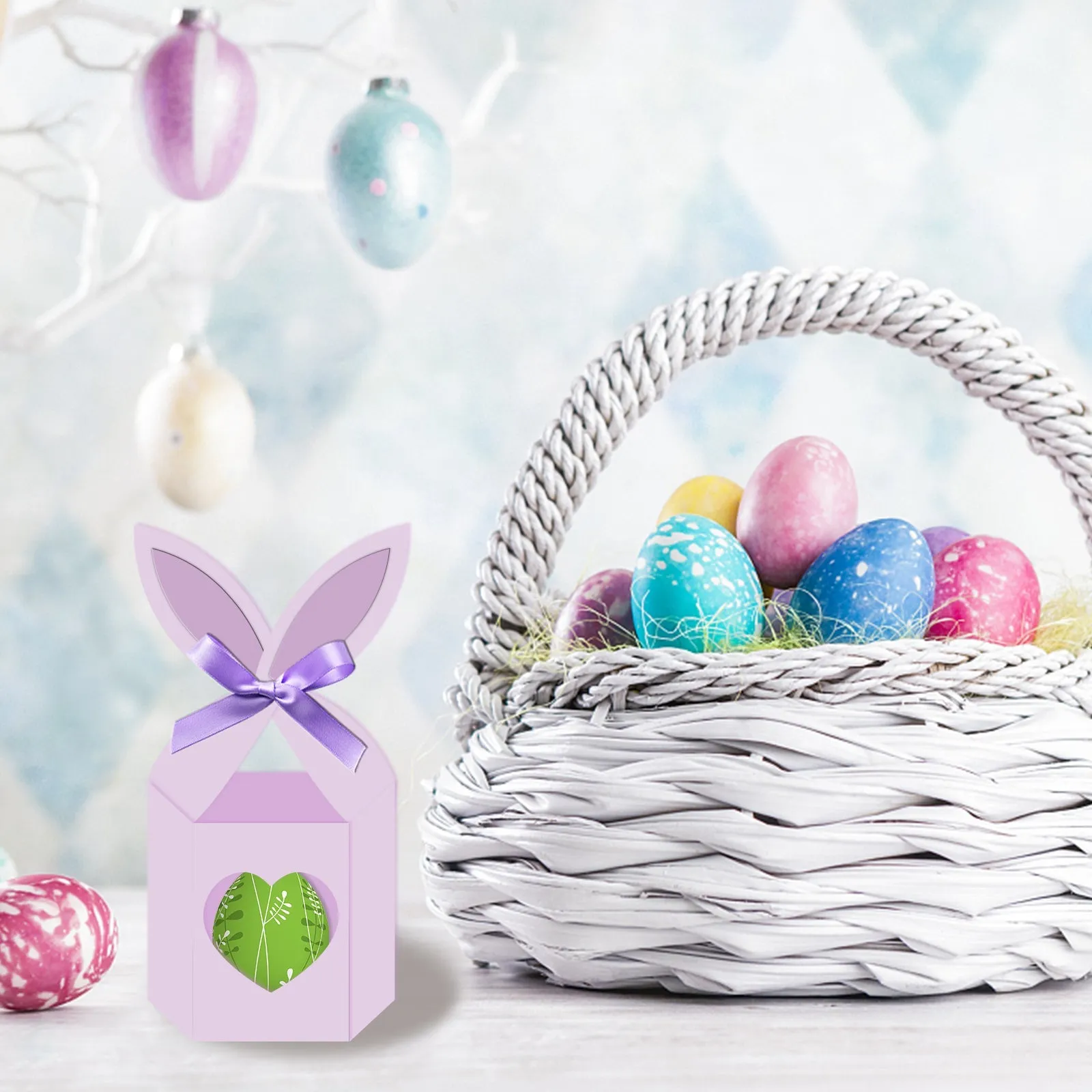 CRASPIRE Bunny Ear Boxes, Easter Carbon Steel Cutting Dies Stencils, for DIY Scrapbooking/Photo Album, Decorative Embossing DIY Paper Card