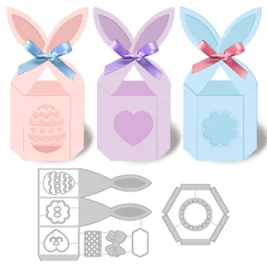 CRASPIRE Bunny Ear Boxes, Easter Carbon Steel Cutting Dies Stencils, for DIY Scrapbooking/Photo Album, Decorative Embossing DIY Paper Card