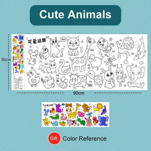 Creative Artistry Unleashed: Children's DIY Sticky Coloring Graffiti Paper Roll Toy